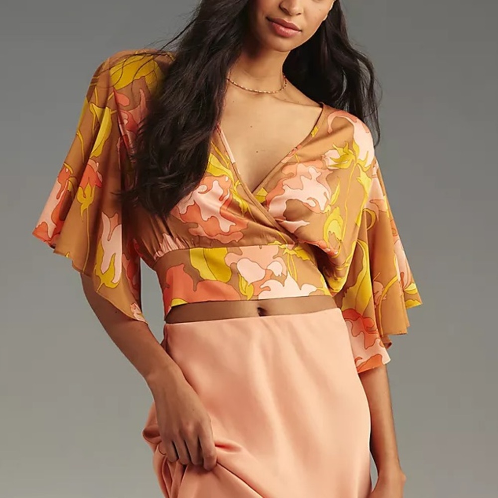 NWT Anthropologie Cropped Faux Wrap Top by Tiny